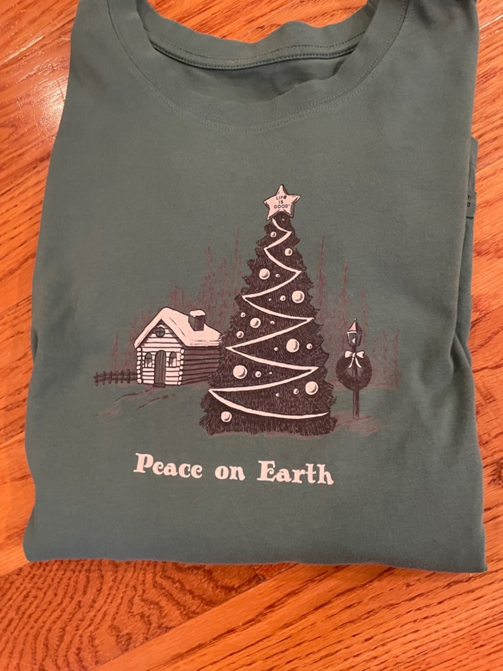 Life Is Good Green Long Sleeve Tee "Peace on Earth" - Picture 8 of 8